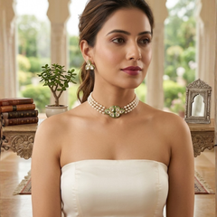 Gold Plated White Choker Set for Women