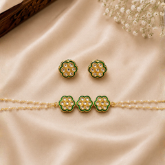 Gold Plated Green Choker Set for Women