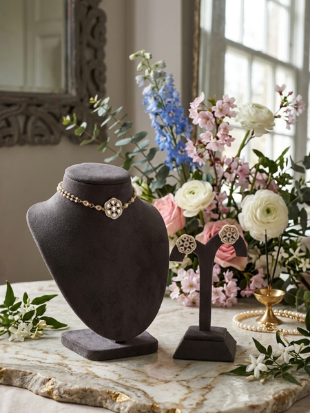 Gold Plated White Choker Set for Women