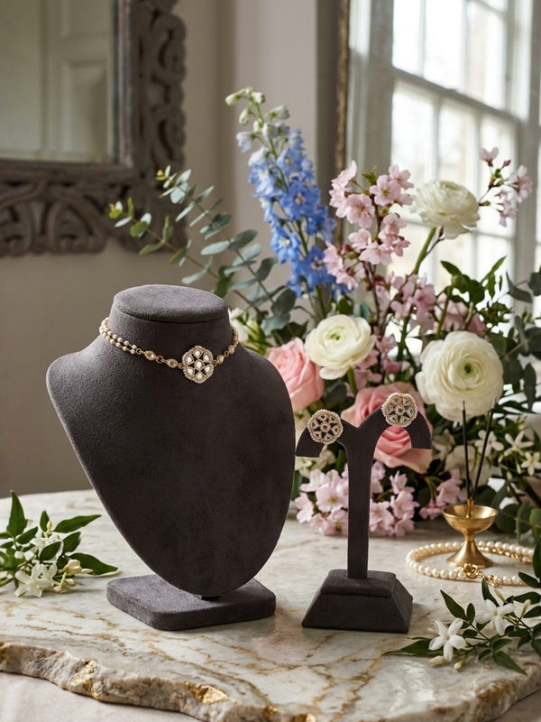 Gold Plated White Choker Set for Women