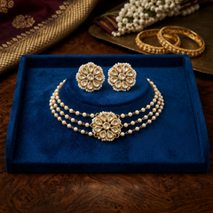 Gold Plated White Choker Set for Women