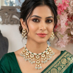 Gold Plated Green Necklace Set for Women