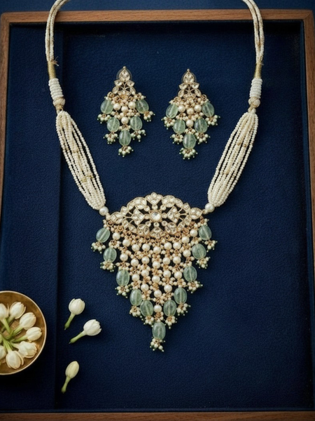 Gold Plated Green Choker Set for Women