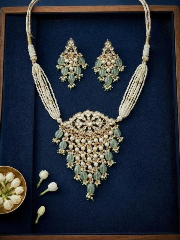 Gold Plated Green Choker Set for Women