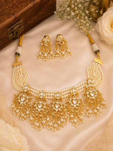 Gold Plated White Choker Set for Women