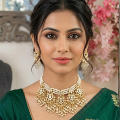 Gold Plated White Choker Set for Women
