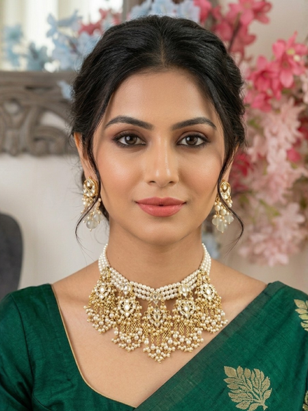Gold Plated White Choker Set for Women