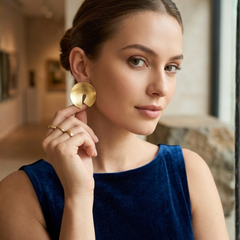 Gold Finish Textured Statement Earrings