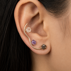 Gold Multi Gemstone Earrings With Three Tier Drop