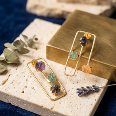 Gold Elegant Earrings With Three Tier Stone Frame