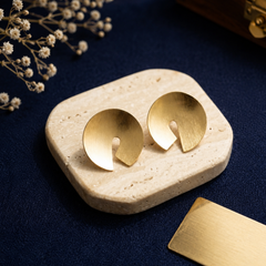 Gold Finish Textured Statement Earrings
