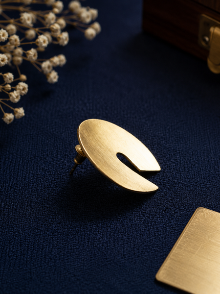 Gold Finish Textured Statement Earrings