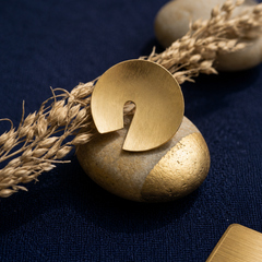 Gold Finish Textured Statement Earrings