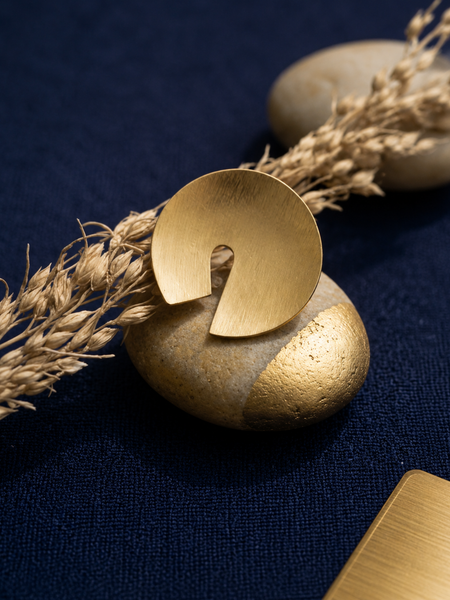 Gold Finish Textured Statement Earrings