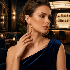 Gold Statement Hoop Earrings With Sculpted Molten Finish