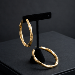 Gold Statement Hoop Earrings With Sculpted Molten Finish