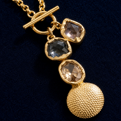 Gold Raw Stone Necklace Set With Chain Fringe