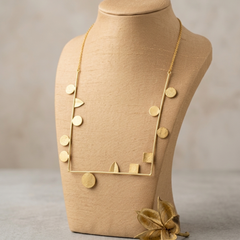 Gold U Shape Necklace With Textured Disc Details