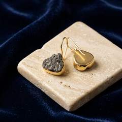 Gold Natural Pyrite Stone Earrings For Everyday Wear