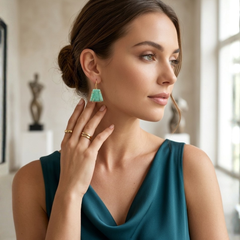 Gold Natural Amazonite Earrings With Unique Raw Shape