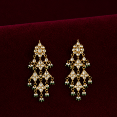 Gold Plated Ethnic Green Danglers