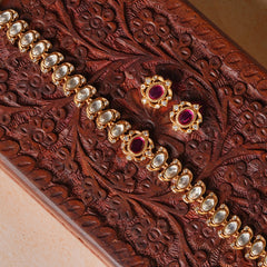 CHANDRIKA RED STONE CHOKAR SET WITH EARRINGS