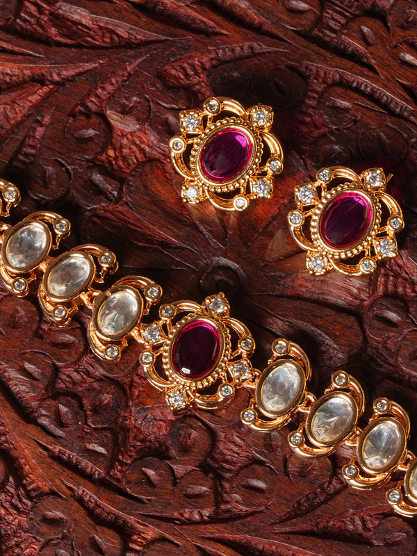 CHANDRIKA RED STONE CHOKAR SET WITH EARRINGS