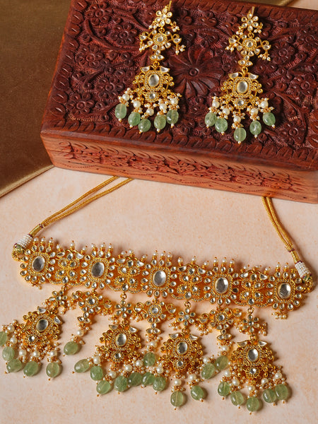 RAJRANI KALIGHAR CHOKAR SET WITH EARRINGS