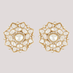Gold Plated Long Kundan Necklace With Earrings