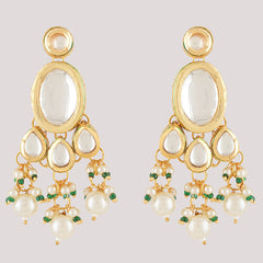 Gold Plated Pearls Kundan Choker Necklace Set With Earrings