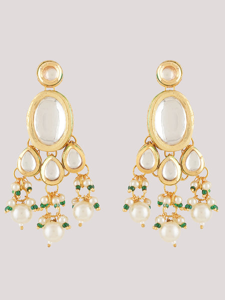 Gold Plated Pearls Kundan Choker Necklace Set With Earrings