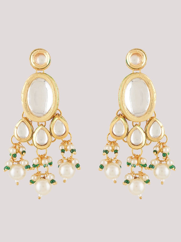 Gold Plated Pearls Kundan Choker Necklace Set With Earrings