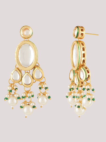Gold Plated Pearls Kundan Choker Necklace Set With Earrings