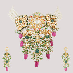 Gold Plated Ethnic Choker Set With Earrings