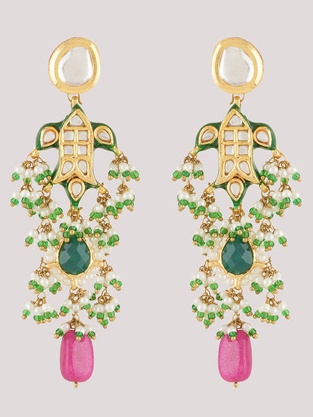 Gold Plated Ethnic Choker Set With Earrings