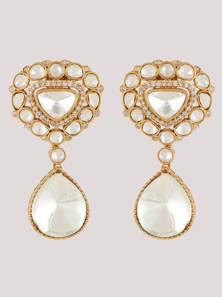 Gold Plated Long Kundan Studded Necklace With Earrings
