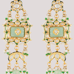 Gold Plated Multi-Color Ethnic Choker Set With Earrings