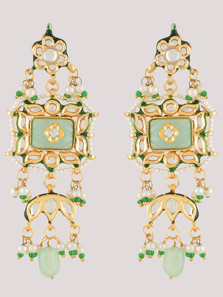 Gold Plated Multi-Color Ethnic Choker Set With Earrings