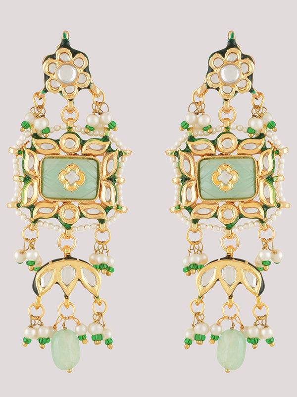 Gold Plated Multi-Color Ethnic Choker Set With Earrings