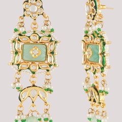 Gold Plated Multi-Color Ethnic Choker Set With Earrings