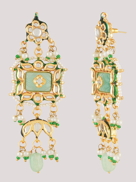Gold Plated Multi-Color Ethnic Choker Set With Earrings