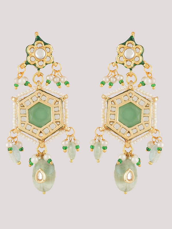 Gold Plated Long Necklace Set With Earrings