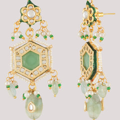 Gold Plated Long Necklace Set With Earrings