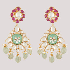Gold Plated Ethnic Kundan Danglers