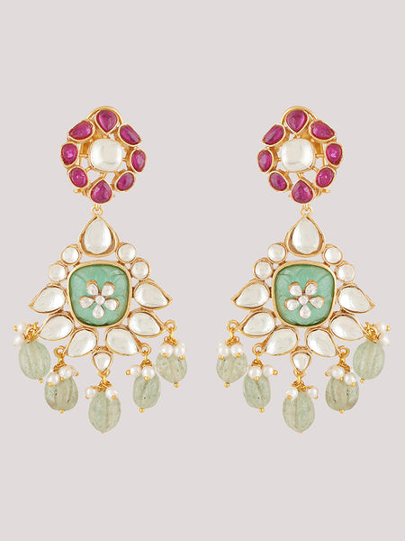 Gold Plated Ethnic Kundan Danglers