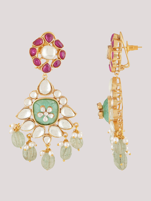 Gold Plated Ethnic Kundan Danglers