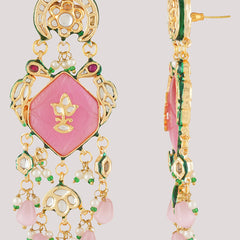 Gold Plated Ethnic Pink Danglers