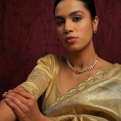 CHANDRIKA RED STONE CHOKAR SET WITH EARRINGS
