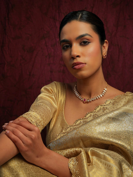 CHANDRIKA RED STONE CHOKAR SET WITH EARRINGS