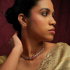 CHANDRIKA RED STONE CHOKAR SET WITH EARRINGS